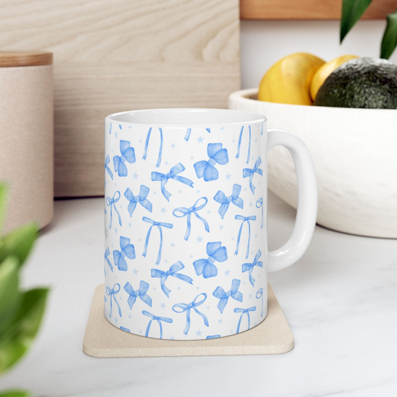 Blue Bow Ceramic Mug || 350ML