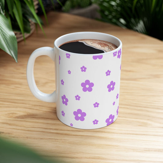 Purple Flower Ceramic Mug || 350ML