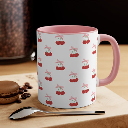 Pink Cherry Bow Ceramic Mug || 350ML