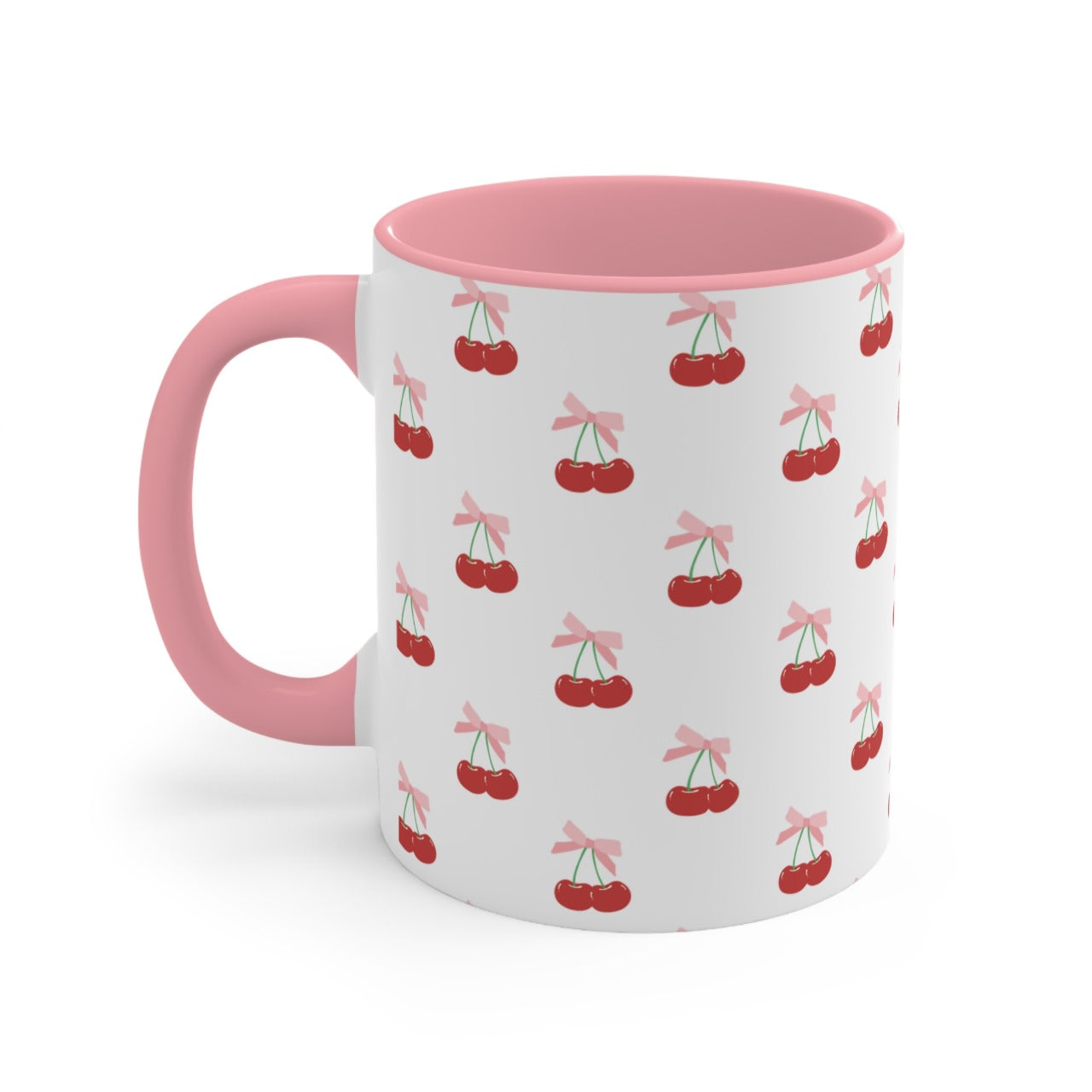 Pink Cherry Bow Ceramic Mug || 350ML