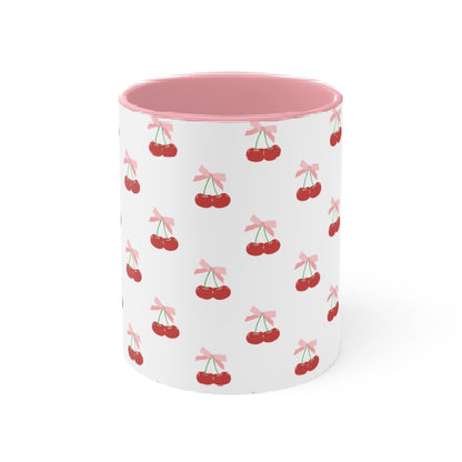 Pink Cherry Bow Ceramic Mug || 350ML