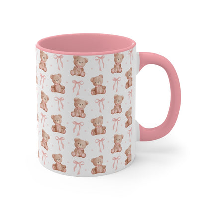 Teddy Bear With Pink Bow Ceramic Mug || 350ML