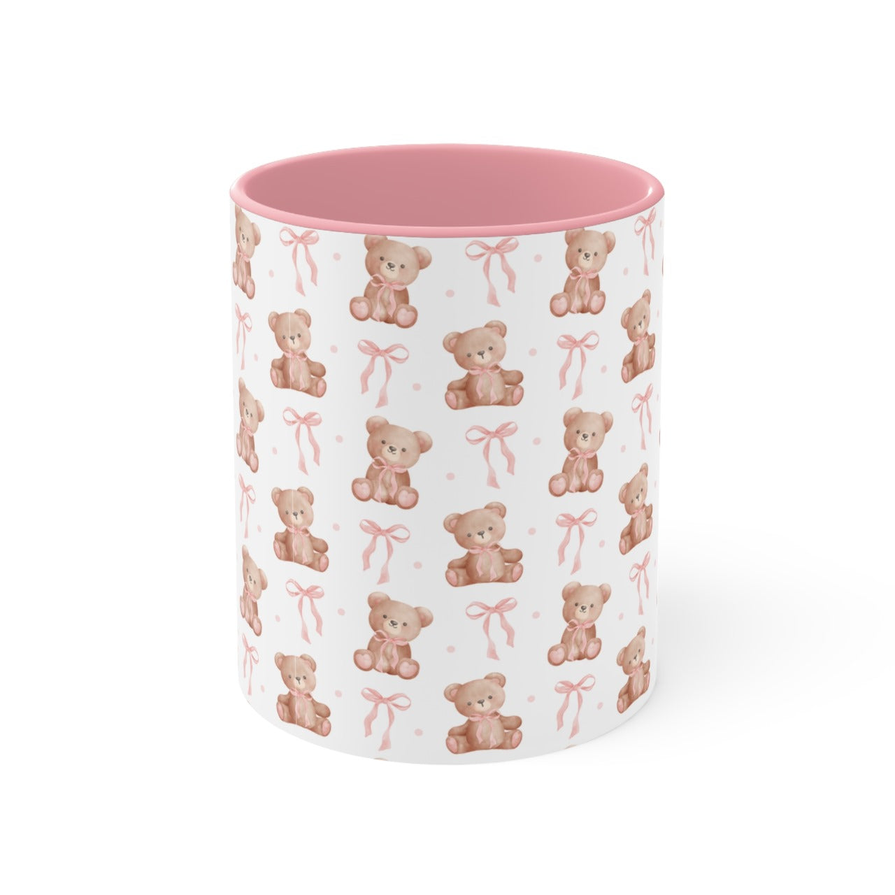 Teddy Bear With Pink Bow Ceramic Mug || 350ML