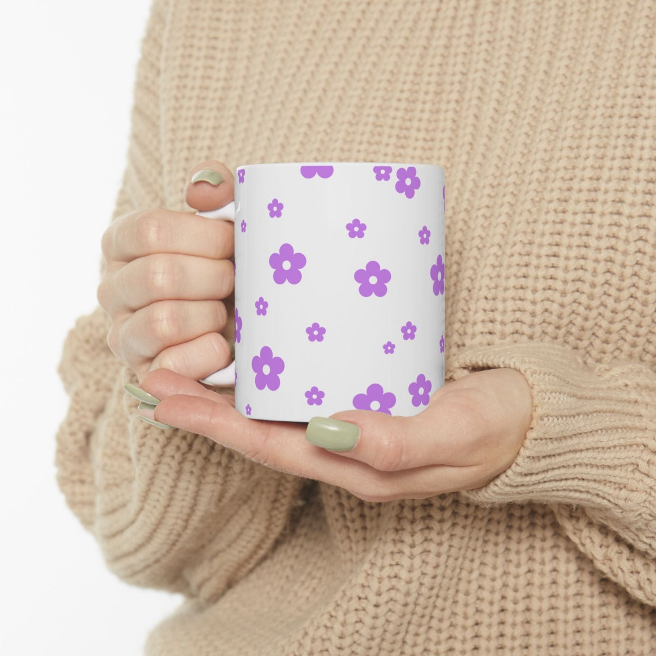 Purple Flower Ceramic Mug || 350ML