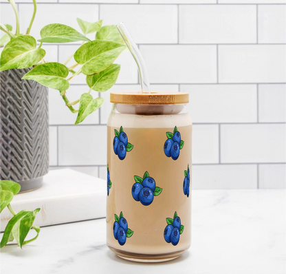 Blueberry Tumbler || (Lid & Straw Included) || 540ML || Borosilicate Glass