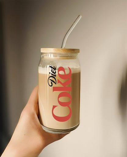 Diet Coke Tumbler || (Lid & Straw Included) || 540ML || Borosilicate Glass