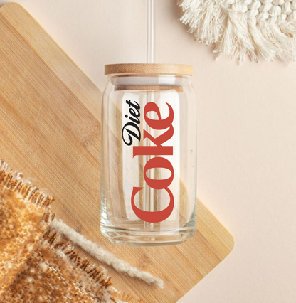 Diet Coke Tumbler || (Lid & Straw Included) || 540ML || Borosilicate Glass