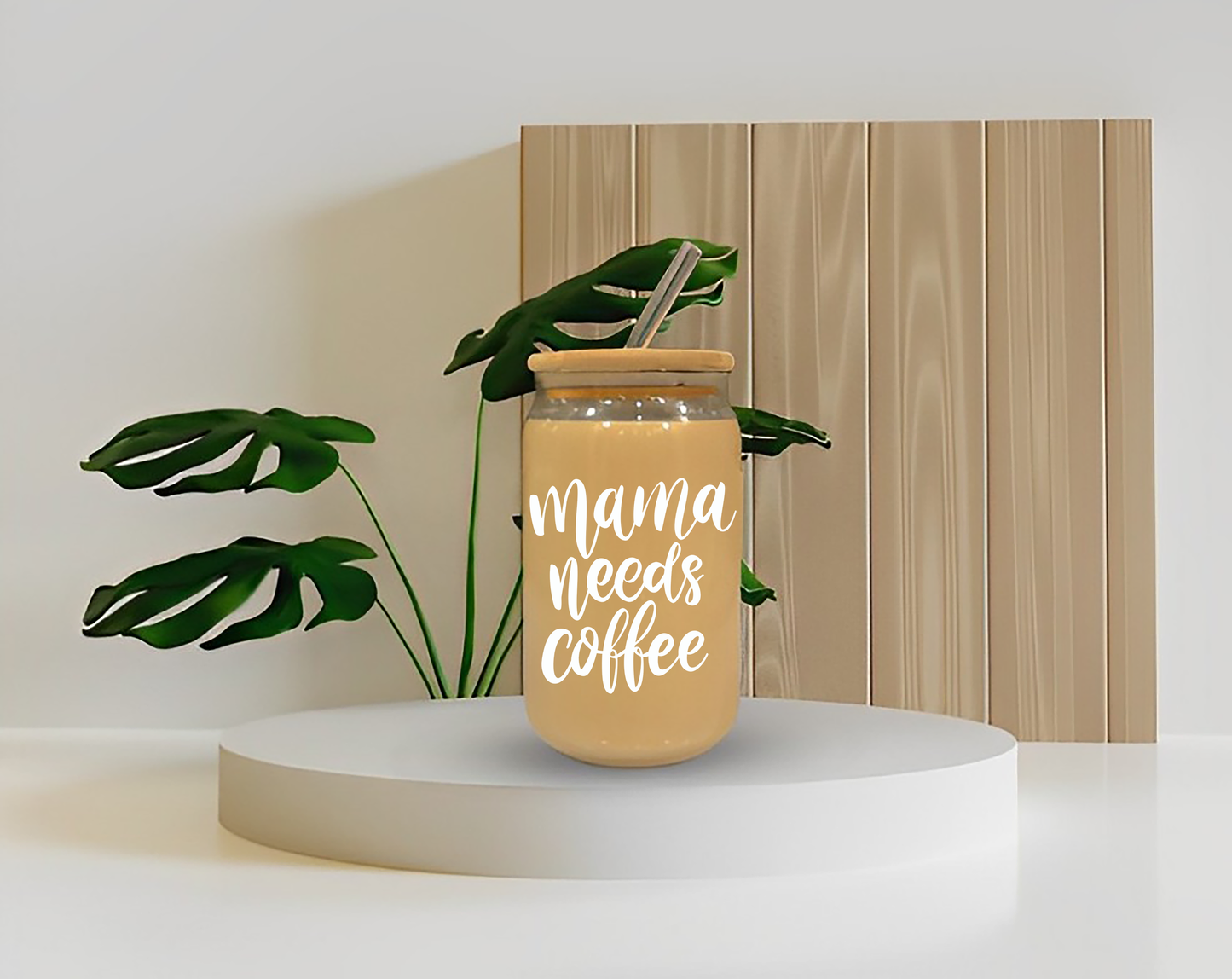 Mama needs Coffee Tumbler || (Lid & Straw Included) || 540ML || Borosilicate Glass