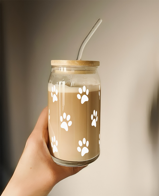 Paws Tumbler || (Lid & Straw Included) || 540ML || Borosilicate Glass