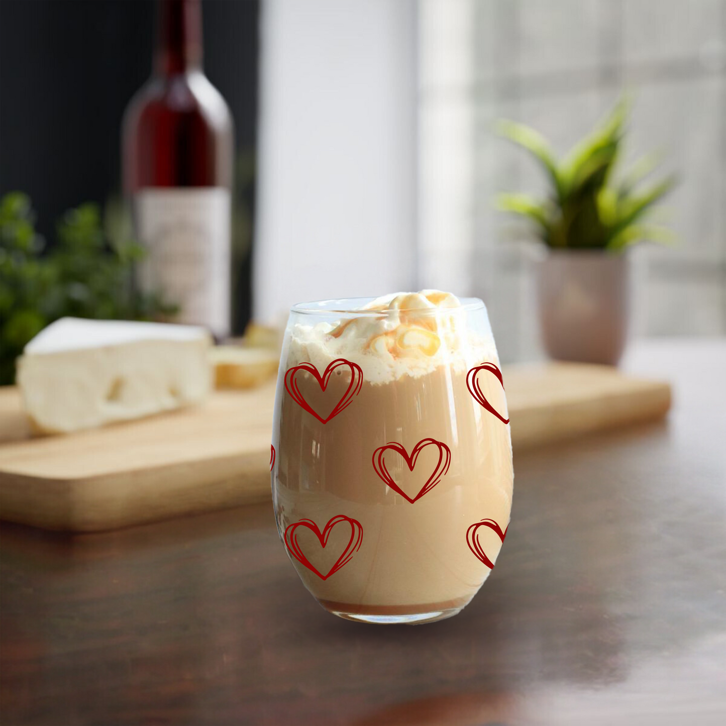 Red Hearts Balloon Glass || 530 ML || Borosilicate Glass