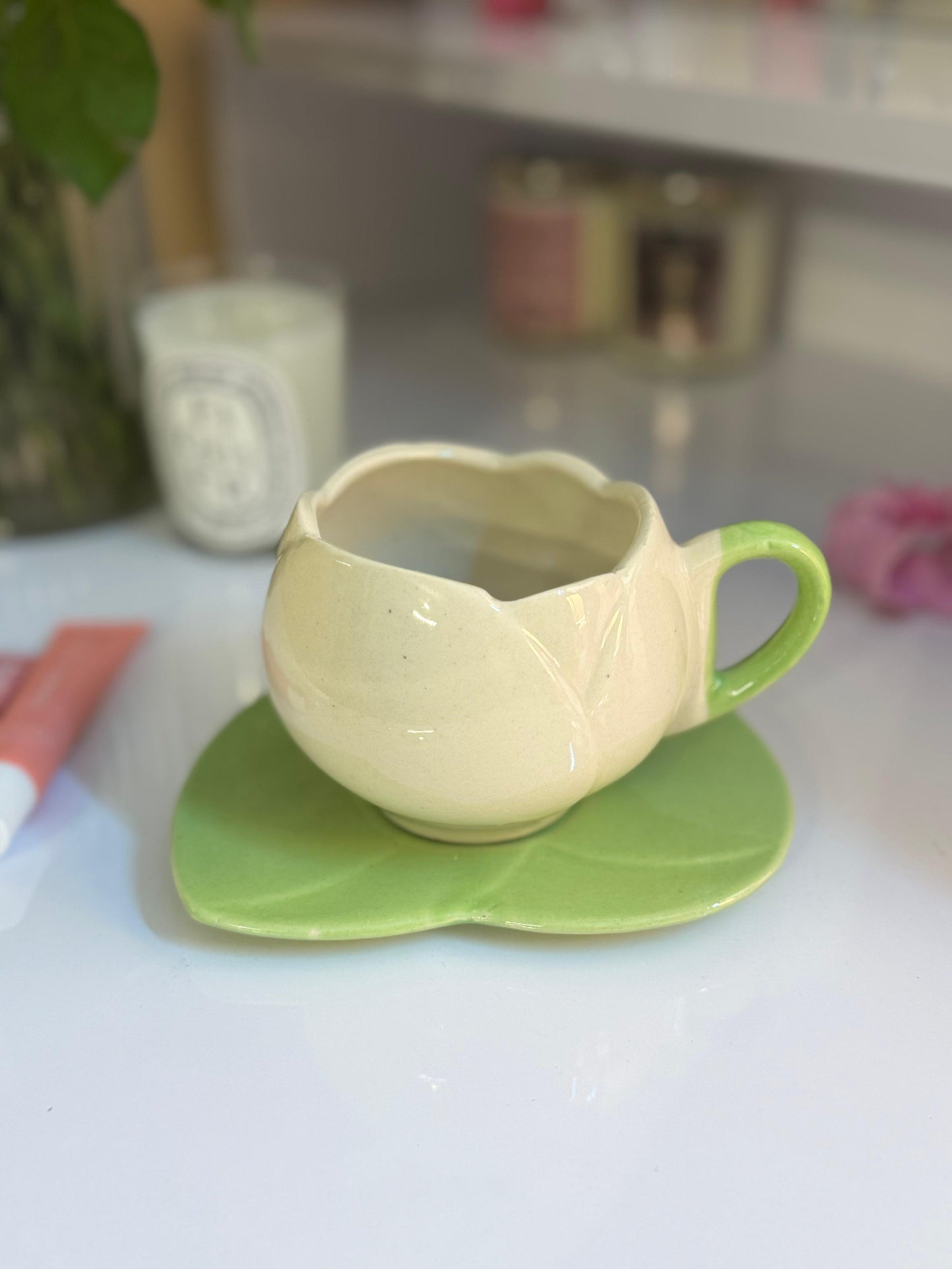 White Tulip Cup & Saucer