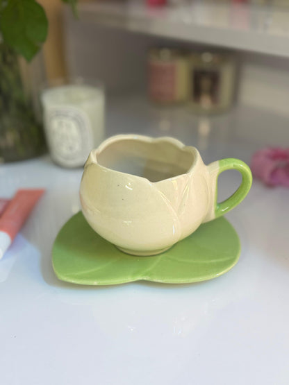 White Tulip Cup & Saucer